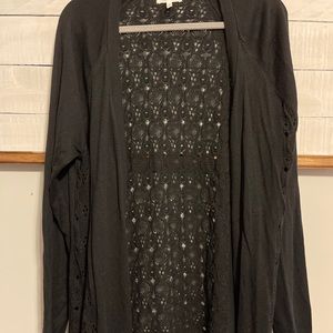 Black lace back cardigan sweater like new